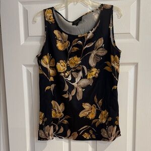 St. John Black and Gold Floral Tank Top